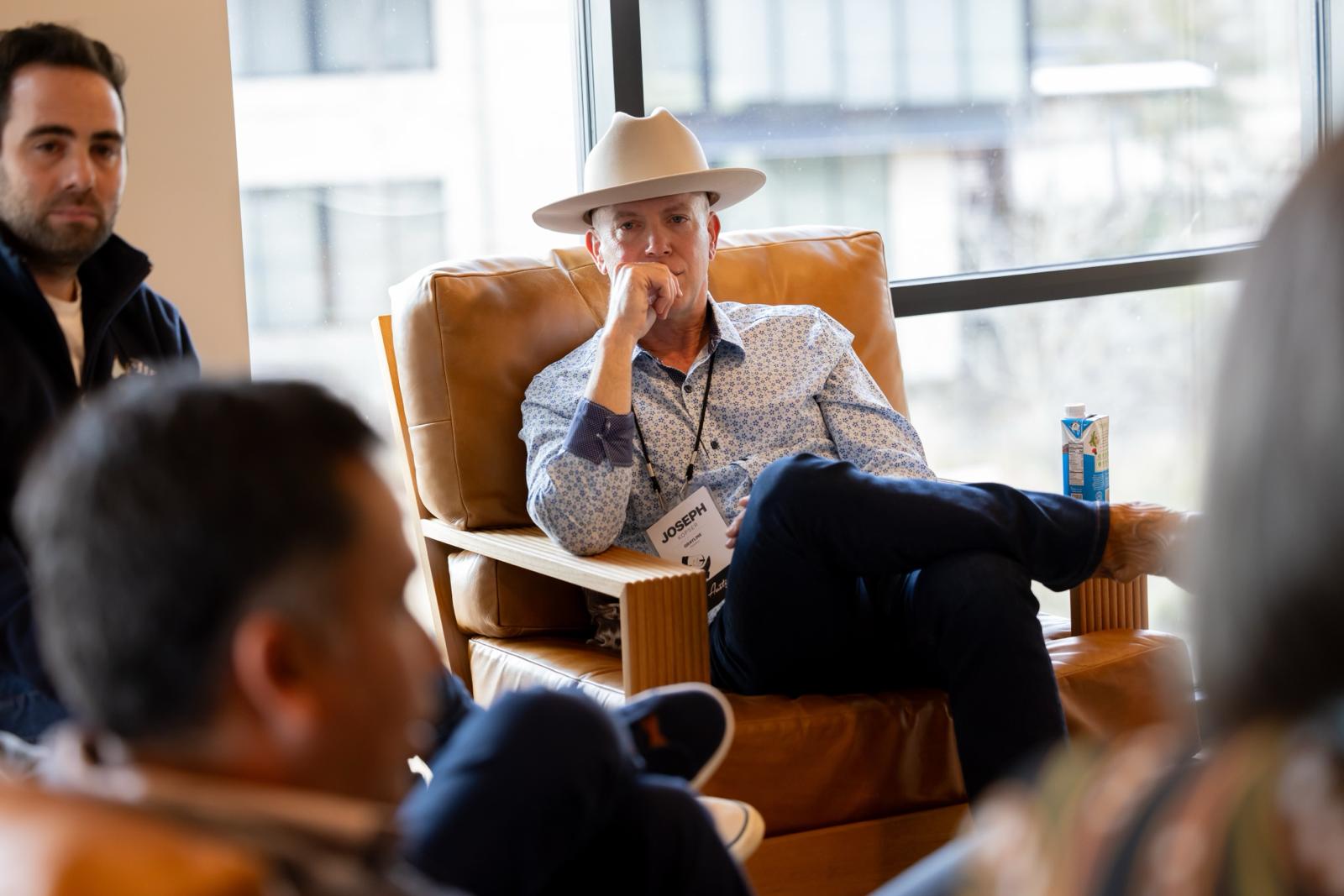 Joseph Kopser in conversation at an Austin event